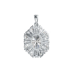 Platinum Semi Mount Pendant Setting Oval OV 14X10mm Diamond Accent DHJ