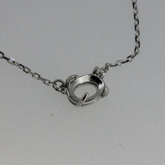 Platinum Semi Mount Pendant Setting Oval OV 7x5mm Cab 18" Chain Syzjewelry