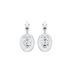 Platinum Semi Mount Earrings Setting Oval OV 18X12mm Double Halo Diamond Accent DHJ