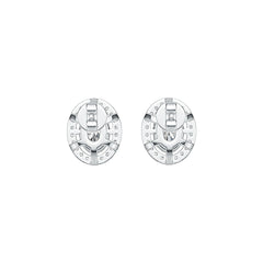 Sterling Silver Semi Mount Earrings Setting Oval OV 7X5mm Stud Halo - Syzjewelry