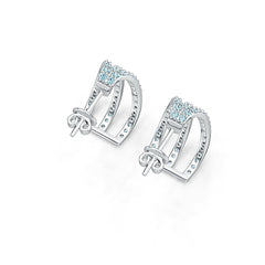 14K Gold Earrings Three-Row Huggie with or Moissanite Diamond Accent DHJ