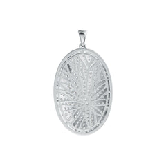 Sterling Silver Pendant with White Topaz or Moissanite Oval-Shaped DHJ