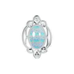Platinum Semi Mount Pendant Setting Oval OV 18x13mm Cabochon Diamond Accent DHJ