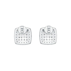18K Gold Earrings Cluster Square-Shaped with or Moissanite Diamond Accent DHJ
