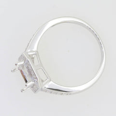 Platinum Semi Mount Ring Setting Cushion CU9x7mm Halo W/ Diamond Accent Syzjewelry