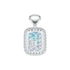 Platinum Semi Mount Pendant Setting Cushion CU 20X15mm Cabochon Diamond Accent DHJ
