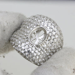 Platinum Semi Mount Ring Setting Oval OV 10X8mm Dome Ring Bling Bling Diamond Moissanite Ring Diamond Accent DHJ