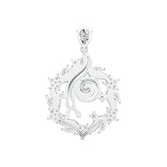 Platinum Semi Mount Pendant Setting Pear PE 9X6mm with Diamond Accent DHJ