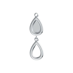 18K Gold Pendant Double Pear-Shaped with or Moissanite Diamond Accent DHJ