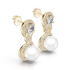 14K Gold Semi Mount Earrings Setting Round Ro 7x7mm Diamond Accent Syz Jewelry
