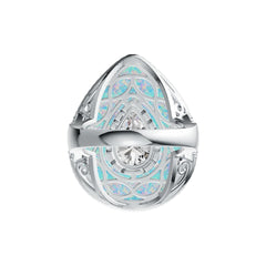 14K Gold Semi Mount Ring Setting Pear PE Cabochon 25X20mm PE 12X8mm Diamond Accent DHJ