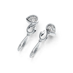 10K Gold Semi Mount Earrings Setting Pear PE 7X5mm Swan Theme Moissanite Accent DHJ