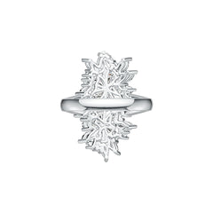 18K Gold Cluster Ring Floral Theme with White Topaz or Moissanite Diamond Accent DHJ