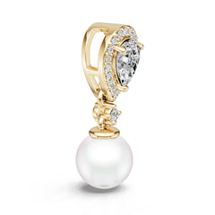 18K Gold Semi Mount Pendant Setting Round Ro 9x9mm Diamond Accent Syz Jewelry