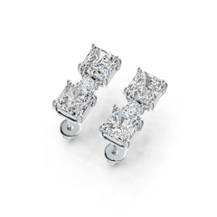 14K Gold Semi Mount Earrings Setting Emerald OCT 6X6mm Diamond Accent DHJ