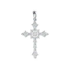 10K Gold Semi Mount Pendant Setting Round RD 4x4mm Cross Theme Moissanite Accent DHJ
