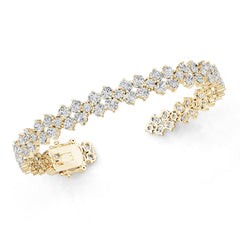 10K Gold Semi Mount Bracelet Setting Round Ro 4x3mm Moissanite Accent Syz Jewelry