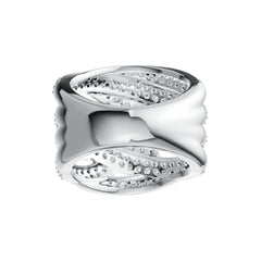 14K Gold Ring Multi-Row Crossover Theme with or Moissanite Diamond Accent DHJ