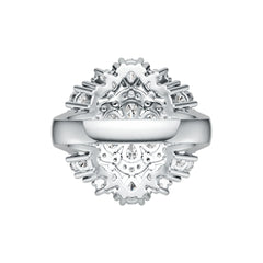 Platinum Ring with or Moissanite Cluster Cocktail Flower Theme Diamond Accent DHJ