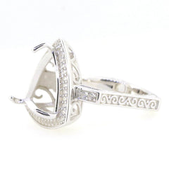18K Gold Semi Mount Ring Setting Trillion Tri 15x15mm Euro Shank Style Diamond Accent Syzjewelry