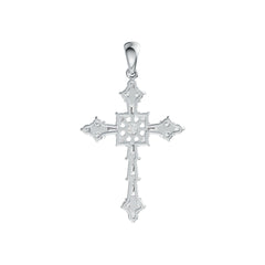 Sterling Silver Semi Mount Pendant Setting Round RD 4x4mm Cross Theme DHJ
