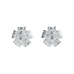 10K Gold Semi Mount Earrings Setting Oval OV 4X3mm RD 3x3mm DHJ