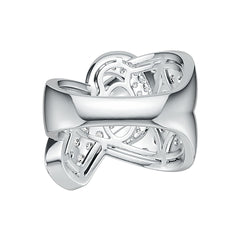 14K Gold Ring Belt Buckle Theme with White Topaz or Moissanite Diamond Accent DHJ