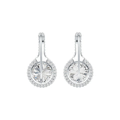 Platinum Semi Mount Earrings Setting Round RD 10x10mm with White Topaz Diamond Accent DHJ