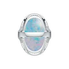 Sterling Silver Semi Mount Ring Setting Cabochon OV 25x16mm Halo White Topaz Syzjewelry