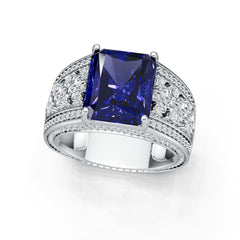 Platinum Semi Mount Ring Setting Emerald Em 12x10mm Diamond Accent Syz Jewelry