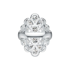 14K Gold Semi Mount Ring Setting Oval OV 7X5mm RD 6X6mm RD 5X5mm Diamond Accent DHJ