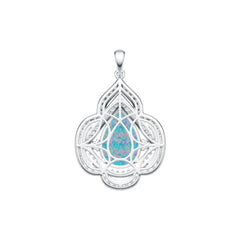 18K Gold Semi Mount Pendant Setting Pear PE 17X12mm Cabochon Diamond Accent DHJ