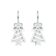 Platinum Earrings Christmas Tree Theme with or Moissanite Diamond Accent DHJ