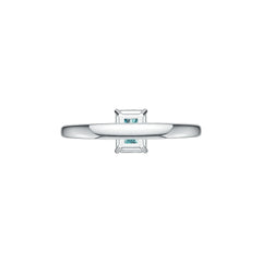 Platinum Semi Mount Ring Setting Emerald OCT 7X5mm with White Topaz Diamond Accent DHJ