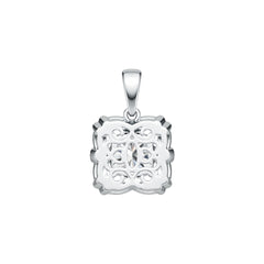 Sterling Silver Semi Mount Pendant Setting Cushion CU 7X7mm with White Topaz Accent Syzjewelry