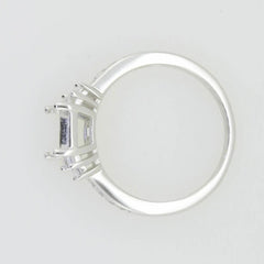 10K Gold Semi Mount Ring Setting Emerald OCT 8X6mm Bag 3x1.5mm 3 Stone Moissanite Accent DHJ