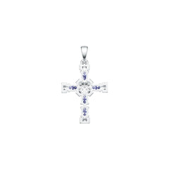 14K Gold Semi Mount Pendant Setting Oval OV 5x3mm Cross Theme Diamond Accent DHJ