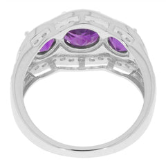 14K Gold Semi Mount Ring Setting Round RD 7x7 RD 5x5mm 3 Stones Halo Diamond Accent Syzjewelry