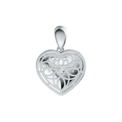 Sterling Silver Semi Mount Pendant Setting Round RD 3.5mm Filigree Heart Theme - Syzjewelry