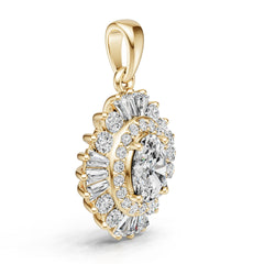 Sterling Silver Semi Mount Pendant Setting Oval OV 8X6mm White Topaz Accents