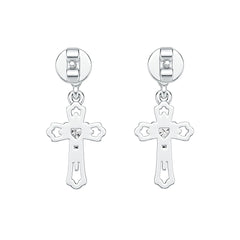 Sterling Silver Semi Mount Earrings Setting Heart HT 3x3mm Cross Theme Syzjewelry