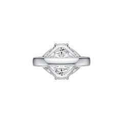 Platinum Semi Mount Ring Setting Oval OV 7x5mm with White Topaz Diamond Accent DHJ