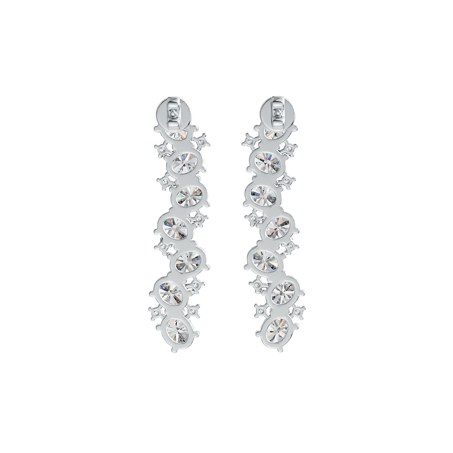 Sterling Silver Semi Mount Earrings Setting Oval OV 5X4mm with White Topaz DHJ