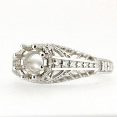 Platinum Semi Mount Ring Setting Round RD5x5mm Art Deco Style Syzjewelry