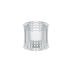 10K Gold Statement Ring Multi-Row with White Topaz or Moissanite Moissanite Accent DHJ