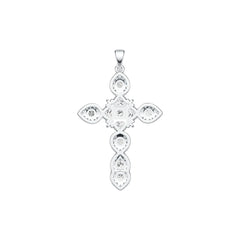 18K Gold Semi Mount Pendant Setting Heart HT 5X5mm PE 5X4mm RD 4X4mm Diamond Accent DHJ
