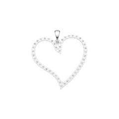 18K Gold Pendant with or Moissanite Open Heart Theme Diamond Accent DHJ