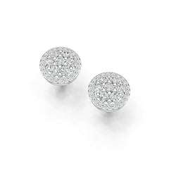 18K Gold Earrings Cluster Round Stud with White Topaz or Moissanite Diamond Accent DHJ