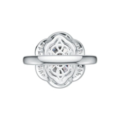 14K Gold Semi Mount Ring Setting Oval OV 12X10mm Flower Theme Diamond Accent DHJ