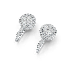 14K Gold Earrings Round Cluster Earring Leverback with White Topaz or Moissanite Diamond Accent DHJ